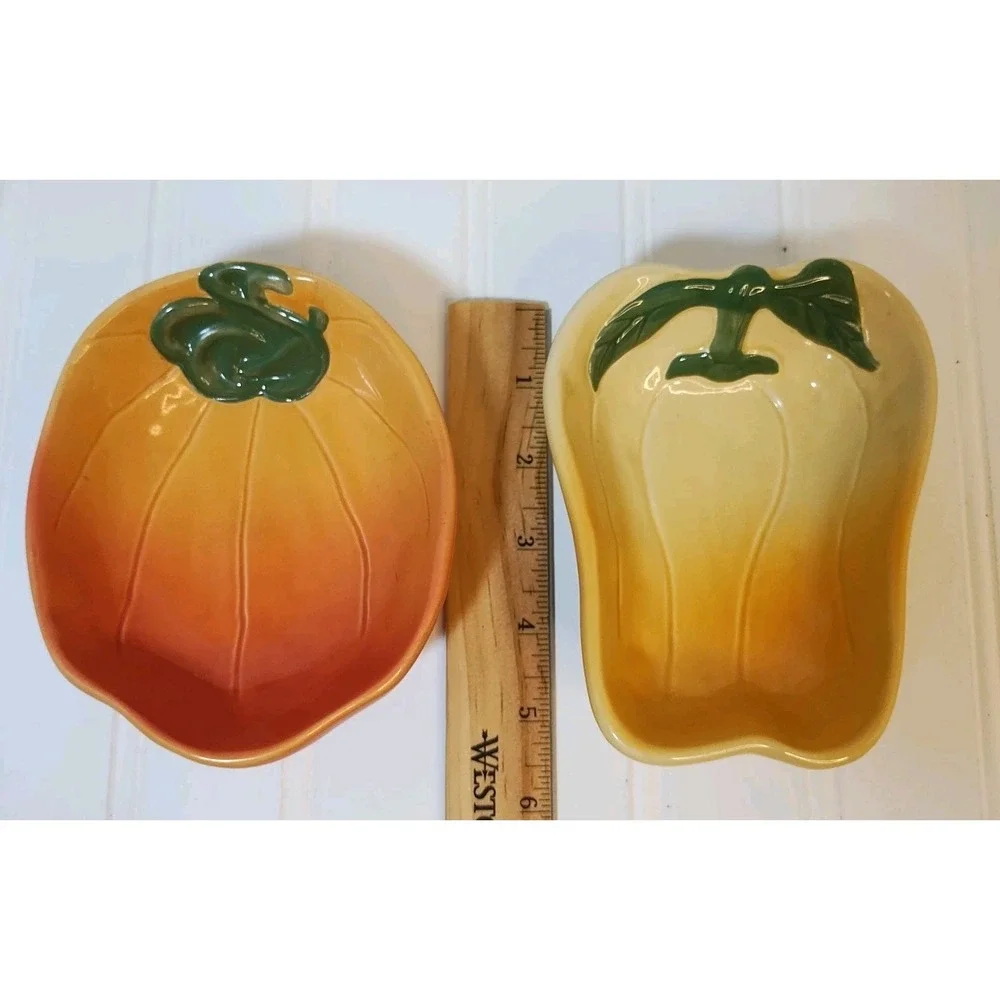 Jardin Potager‎ Ceramic Bowls Pumpkin & Yellow Pepper Set Of 2 Williams Sonoma